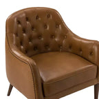 Poltrona a botte per soggiorno Justo 28.5 Wide Tufted in vera pelle con gambe in legno massello| ART OF LIVING DESIGNS