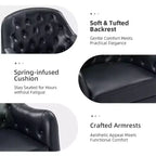 Poltrona a botte per soggiorno Justo 28.5 Wide Tufted in vera pelle con gambe in legno massello| ART OF LIVING DESIGNS
