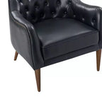 Poltrona a botte per soggiorno Justo 28.5 Wide Tufted in vera pelle con gambe in legno massello| ART OF LIVING DESIGNS