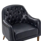 Poltrona a botte per soggiorno Justo 28.5 Wide Tufted in vera pelle con gambe in legno massello| ART OF LIVING DESIGNS
