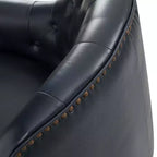Poltrona a botte per soggiorno Justo 28.5 Wide Tufted in vera pelle con gambe in legno massello| ART OF LIVING DESIGNS