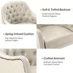 Poltrona a botte per soggiorno Justo 28.5 Wide Tufted in vera pelle con gambe in legno massello| ART OF LIVING DESIGNS