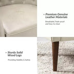 Poltrona a botte per soggiorno Justo 28.5 Wide Tufted in vera pelle con gambe in legno massello| ART OF LIVING DESIGNS