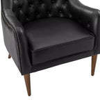 Poltrona a botte per soggiorno Justo 28.5 Wide Tufted in vera pelle con gambe in legno massello| ART OF LIVING DESIGNS