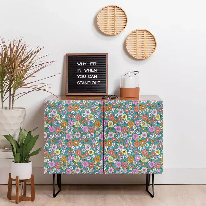 Credenza "Schatzi Betty Floral Walnut Brown" - Deny Designs