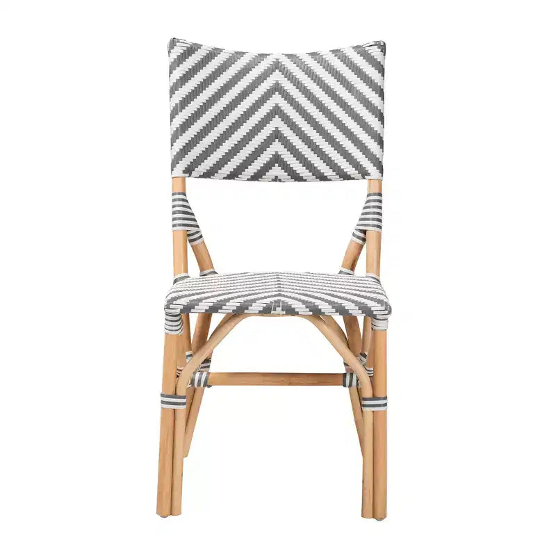 Sedia da bistrot moderna in vimini grigio e bianco francese e rattan naturale