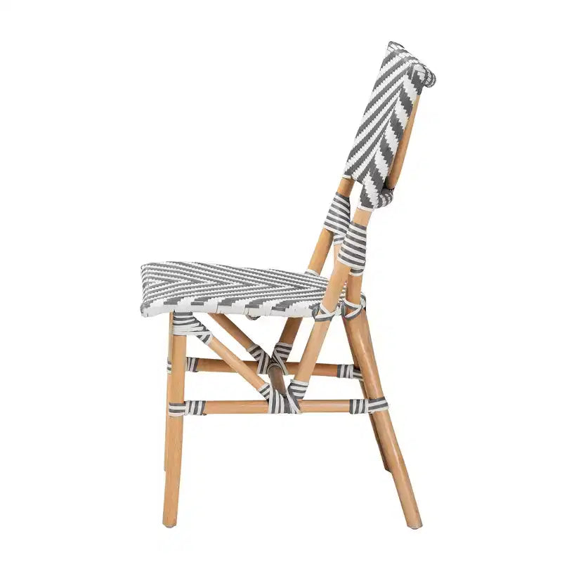 Sedia da bistrot moderna in vimini grigio e bianco francese e rattan naturale