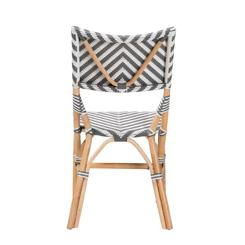 Sedia da bistrot moderna in vimini grigio e bianco francese e rattan naturale